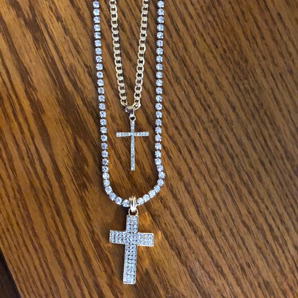 Faux Gold / Diamond Necklace - Picture 4 of 6